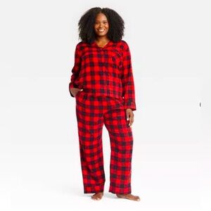 Wondershop Women’s Buffalo Check Flannel Holiday Pajama Set Red/Black Size 3X